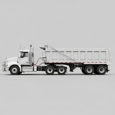 Clean side profile view of a Dump Trailer Truck, part of the trucks
