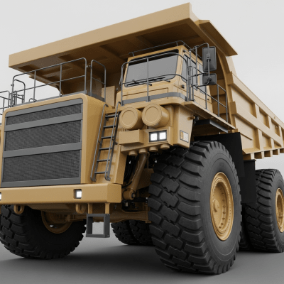 Close-up photograph focusing on distinctive details of a Dump Truck from the trucks taxonomy