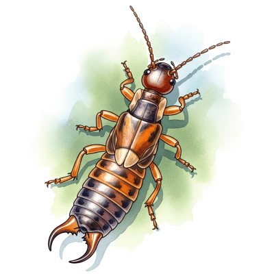 Artistic depiction of a single Earwig, belonging to the taxonomy insects