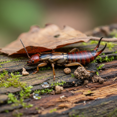 Detailed image showing a Earwig in its natural environment