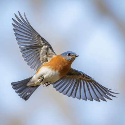 Action shot of a Eastern Bluebird (birds) in flight