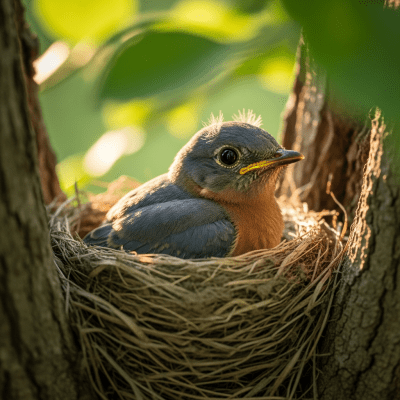 Image of a juvenile or chick stage of the Eastern Bluebird, within the taxonomy birds