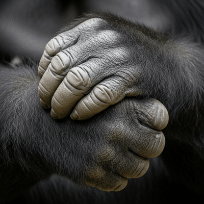 Close-up photograph of the hands or feet of a Eastern gorilla, part of the taxonomy apes