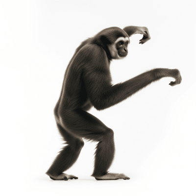 High quality studio photograph of a Eastern hoolock gibbon