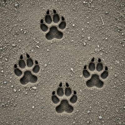 Image depicting tracks or footprints left by a Eastern Wolf, belonging to the taxonomy canines
