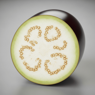 Detailed cross-sectional view of a fresh Eggplant