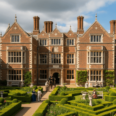 Photograph depicting Elizabethan, an example of architecture, in active use or cultural context—such as being inhabited, visited, or used for its intended purpose—while keeping focus on the structure itself