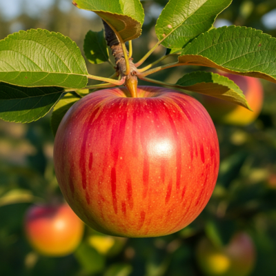 A naturalistic photograph of a Empire, hanging on its tree branch with leaves visible