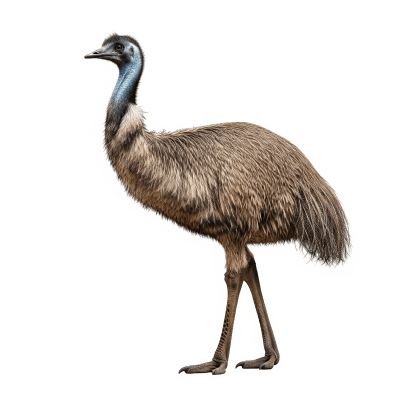 High quality studio photograph of a single Emu