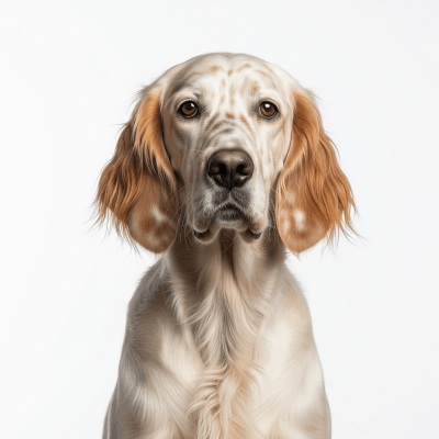 High quality studio photograph of a single English Setter