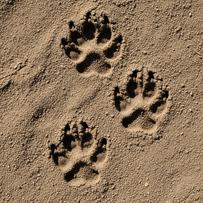 Image depicting tracks or footprints left by a Ethiopian Wolf, belonging to the taxonomy canines