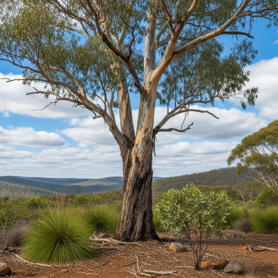 A realistic depiction of a mature Eucalyptus (trees) in its typical natural environment