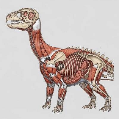 Detailed anatomical cross-section illustration of a Euoplocephalus