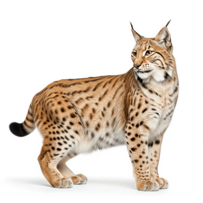 High quality studio photograph of a single Eurasian Lynx