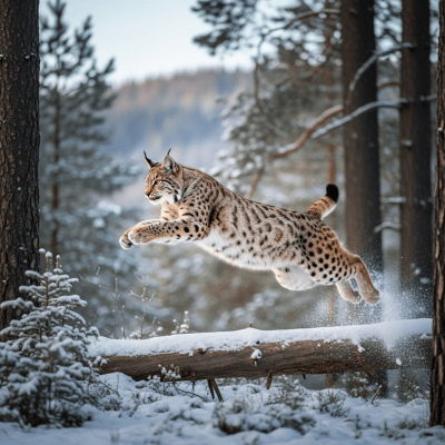 Action shot of a Eurasian Lynx