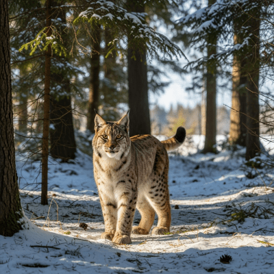 Photorealistic image of a Eurasian Lynx (felines) in its natural habitat