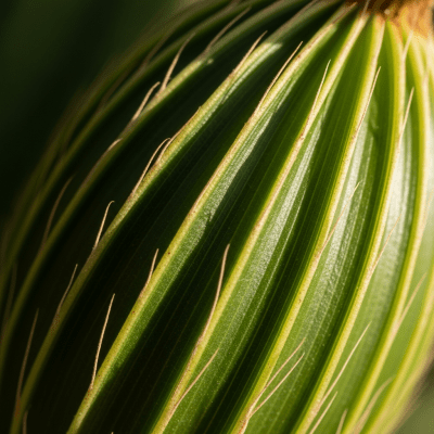 Close-up macro image of the leaf or fruit of a European Fan Palm