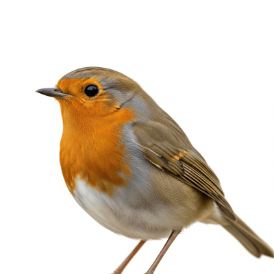 High quality studio photograph of a single European Robin