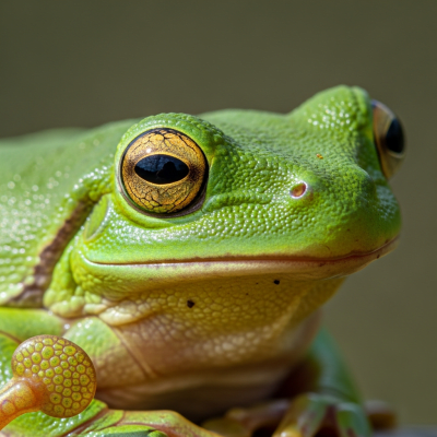 Macro close-up image of the skin texture or distinctive features of a single European Tree Frog, belonging to the taxonomy amphibians