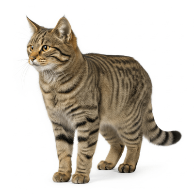 High quality studio photograph of a single European Wildcat