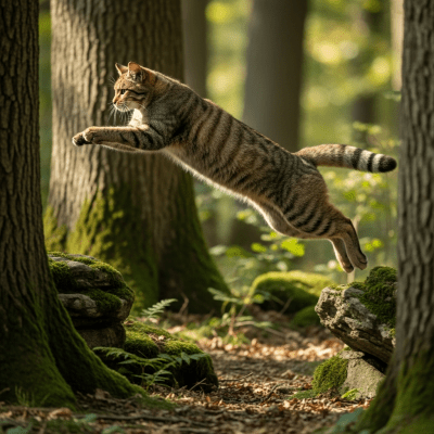 Action shot of a European Wildcat