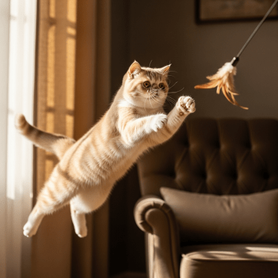 Action shot of a Exotic Shorthair