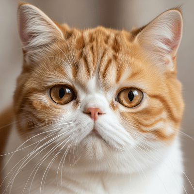 Close-up macro photograph of the face of a Exotic Shorthair