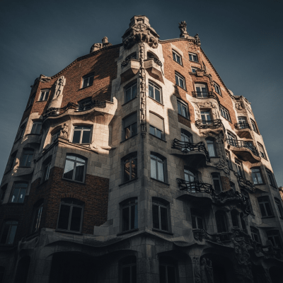 Dramatic, editorial-style image of Expressionism from the architecture taxonomy, captured from a low angle to emphasize grandeur and form.