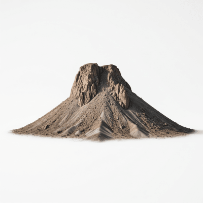 High quality studio photograph of a single Extinct volcano