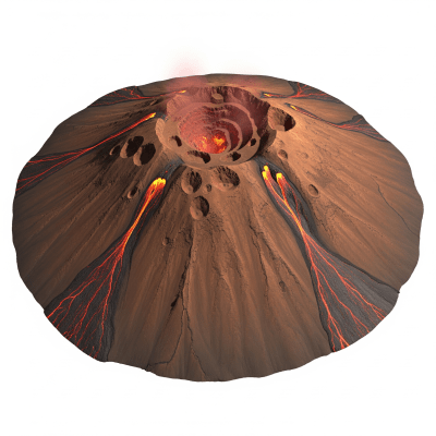High quality studio photograph of a single Extraterrestrial volcano