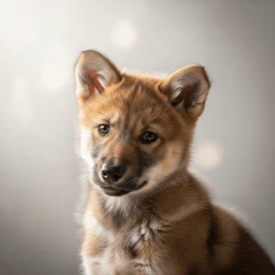 Photograph showing a juvenile (puppy) version of the Falkland Islands Wolf