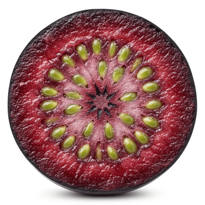 A cross-sectional view of a sliced Farkleberry, part of the taxonomy berries