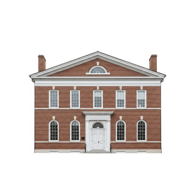 High quality, studio-style photograph of a single Federal from the architecture taxonomy