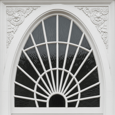 Close-up detail shot of a distinctive feature or ornamentation from the Federal (architecture), showing material texture, craftsmanship, or unique design elements