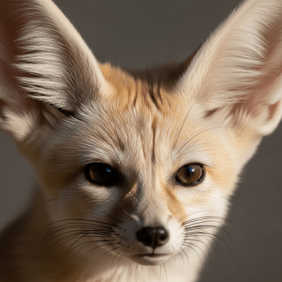 Close-up photograph of the face of a Fennec Fox