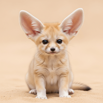 Photograph showing a juvenile (puppy) version of the Fennec Fox