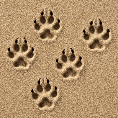 Image depicting tracks or footprints left by a Fennec Fox, belonging to the taxonomy canines