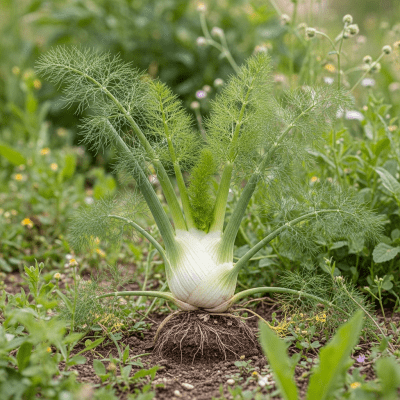 Naturalistic image of a Fennel in its typical growing environment, as found in nature or a cultivated garden
