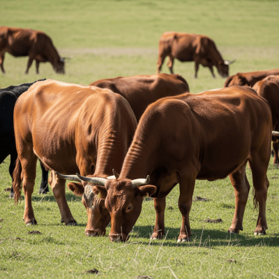 Naturalistic image of a Feral cattle (free-living domestic-derived populations) in its typical environment, such as a grassy pasture or open field