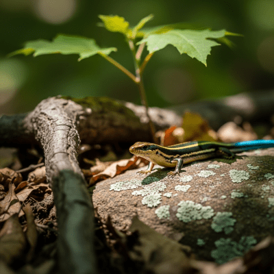 Detailed image of a Five-lined Skink (lizards) in its natural habitat