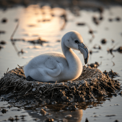 Image of a juvenile or chick stage of the Flamingo, within the taxonomy birds