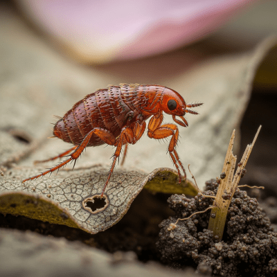 Detailed image showing a Flea in its natural environment