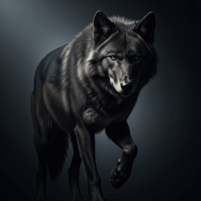 Editorial-style portrait of a Florida Black Wolf, belonging to the taxonomy canines.