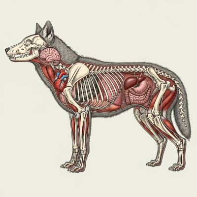 Detailed anatomical illustration of a Florida Black Wolf
