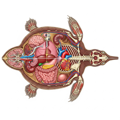 Scientific cross-sectional illustration of a Florida Softshell Turtle