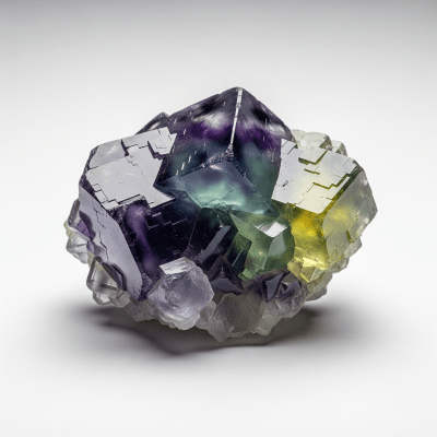 High resolution studio photograph of a single specimen of Fluorite