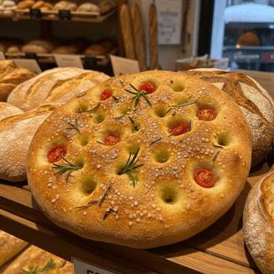 Natural light image of Focaccia, shown in its typical environment