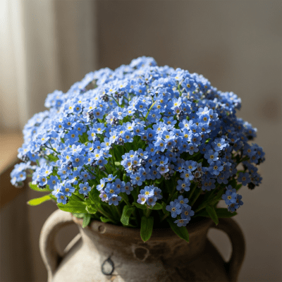 Image of a Forget-me-not (flowers) arranged in a traditional bouquet or floral arrangement
