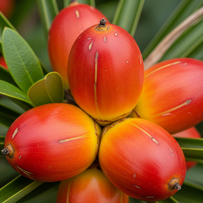 Close-up macro image of the leaf or fruit of a Foxtail Palm