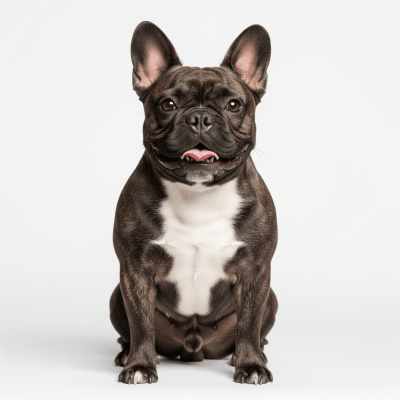 High quality studio photograph of a single French Bulldog